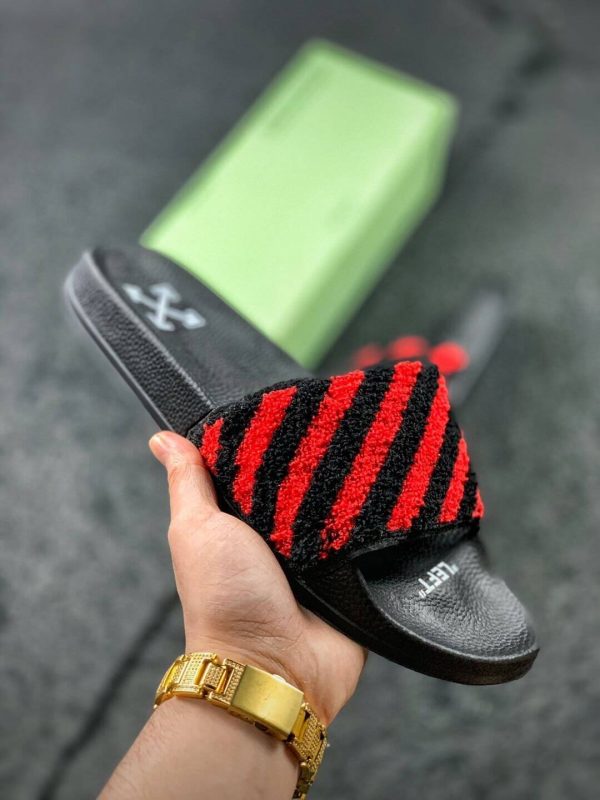 off-white flyknit stripe slides