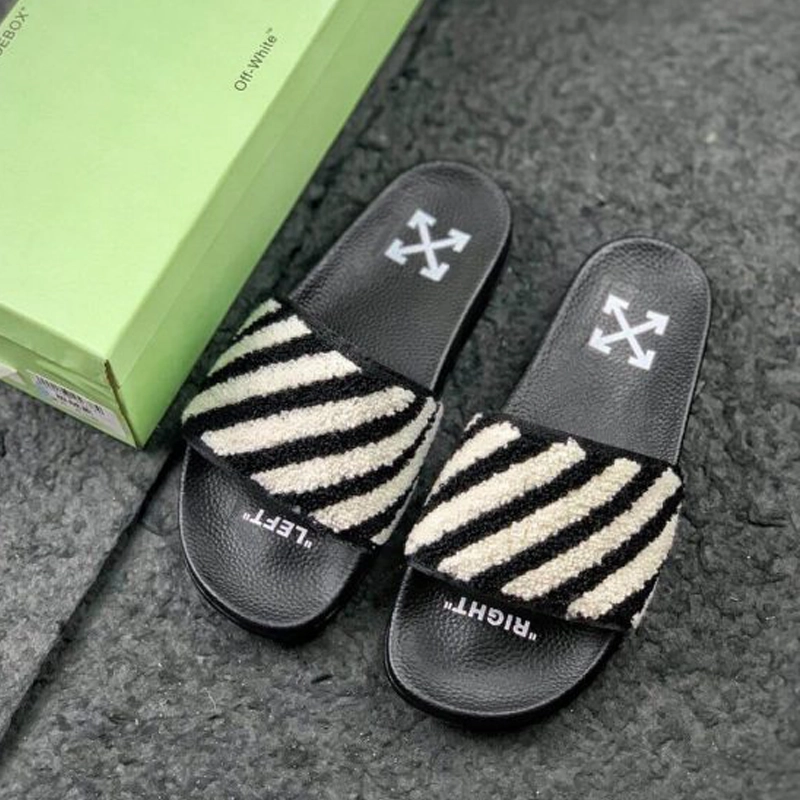 off-white flyknit stripe slides