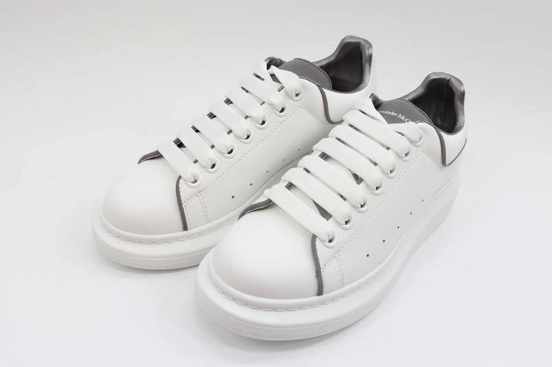 alexander mcqueen  leather platform trainers sneakers gray-white replica