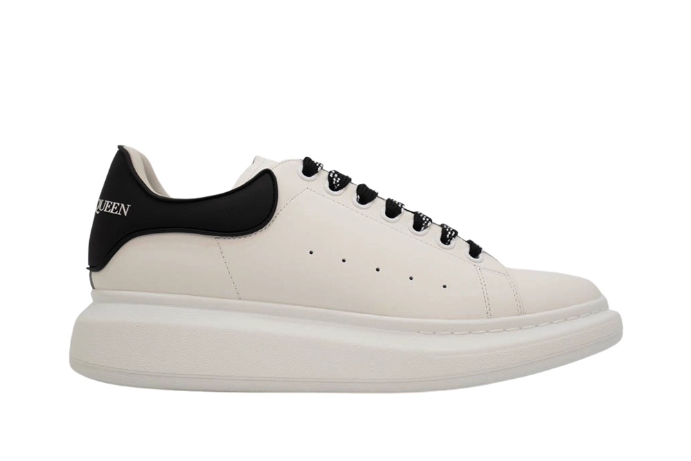 alexander mcqueen show leather platform trainers -white/blk