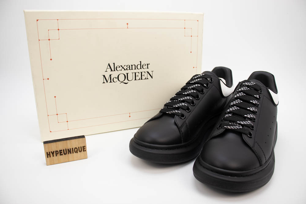 alexander mcqueen show leather platform trainers – black