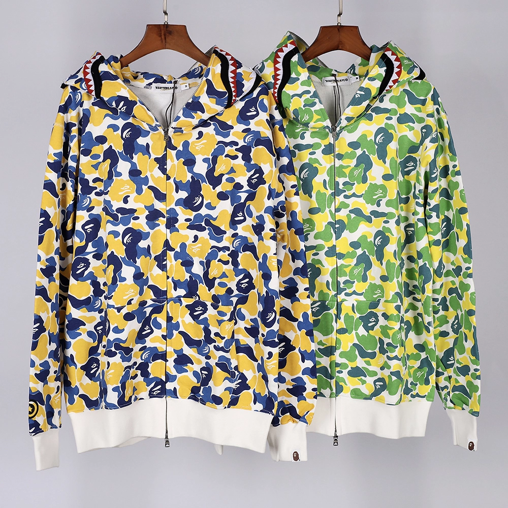 bape shark full zip hoodie (green / yellow）