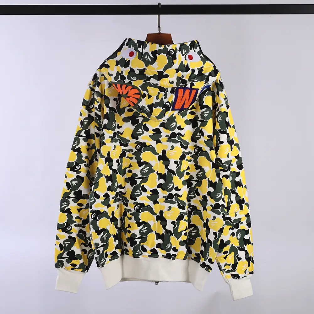 bape shark full zip hoodie (yellow / orange）