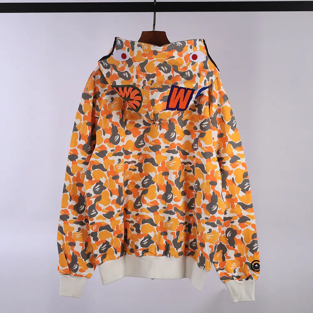 bape shark full zip hoodie (yellow / orange）