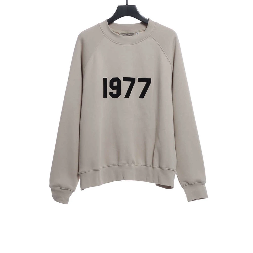 1977 flocking fleece sweatshirt(black /green /grey /beige）