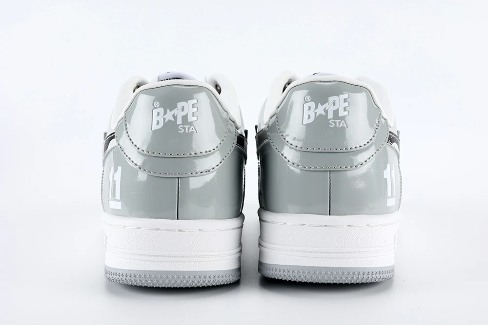 bapesta white leather silver logo af 1