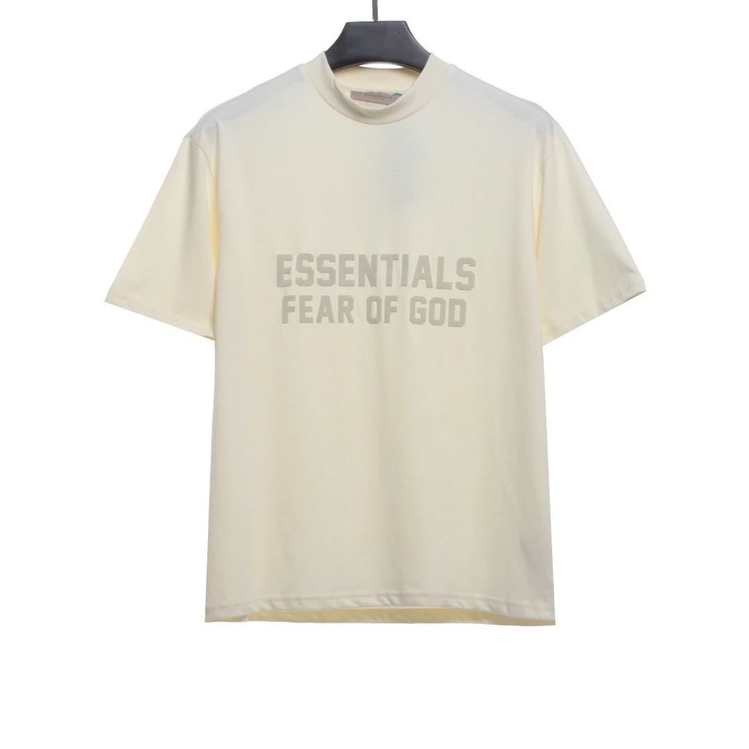 big letter flocking short sleeve coffee color