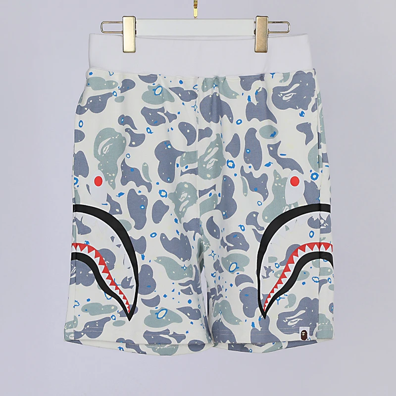 bape color camo shark beach shorts