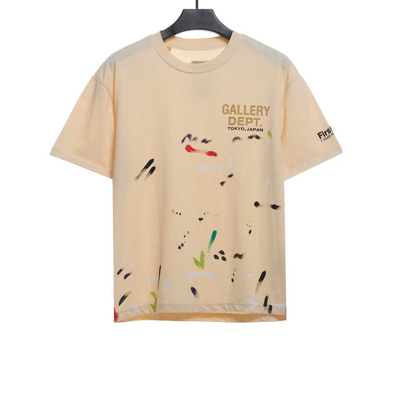 gallery dept distressed wash hand-painted graffiti print t-shirt reps