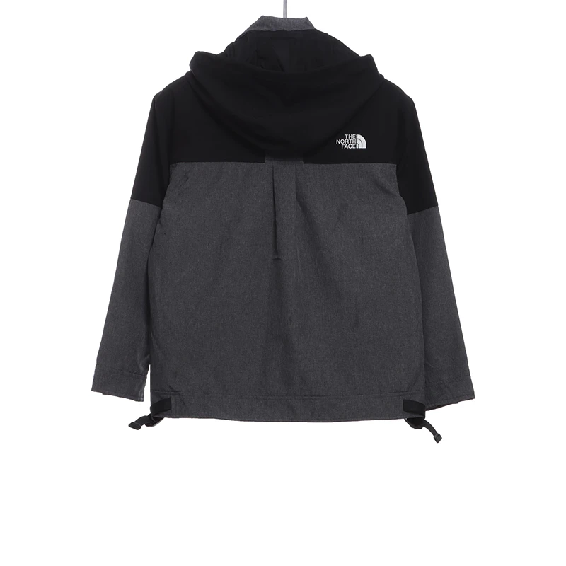 gray splicing hooded jacket