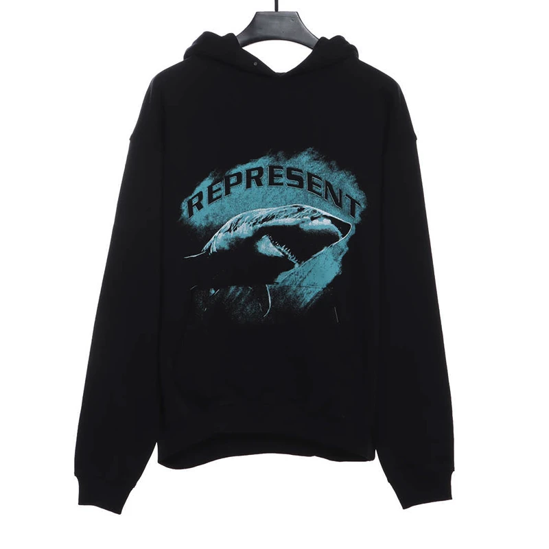 represent blue shark hoodie