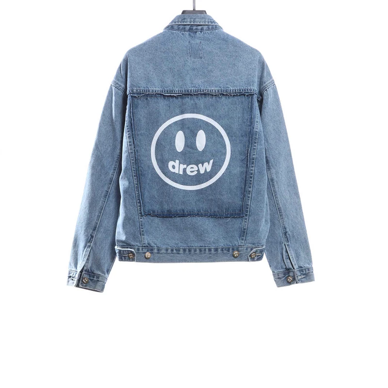 drew smiley distressed denim jacket