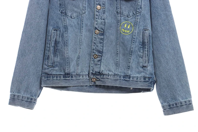 drew smiley distressed denim jacket