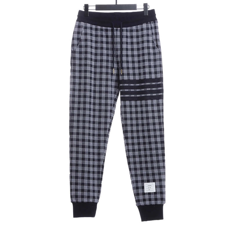 checked jacquard trousers