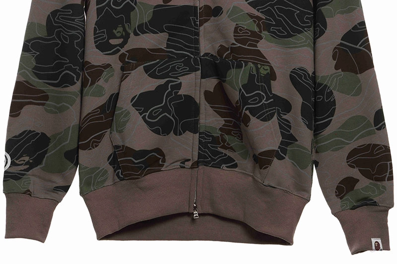 bape laminated camo shark zipper hoodie reps