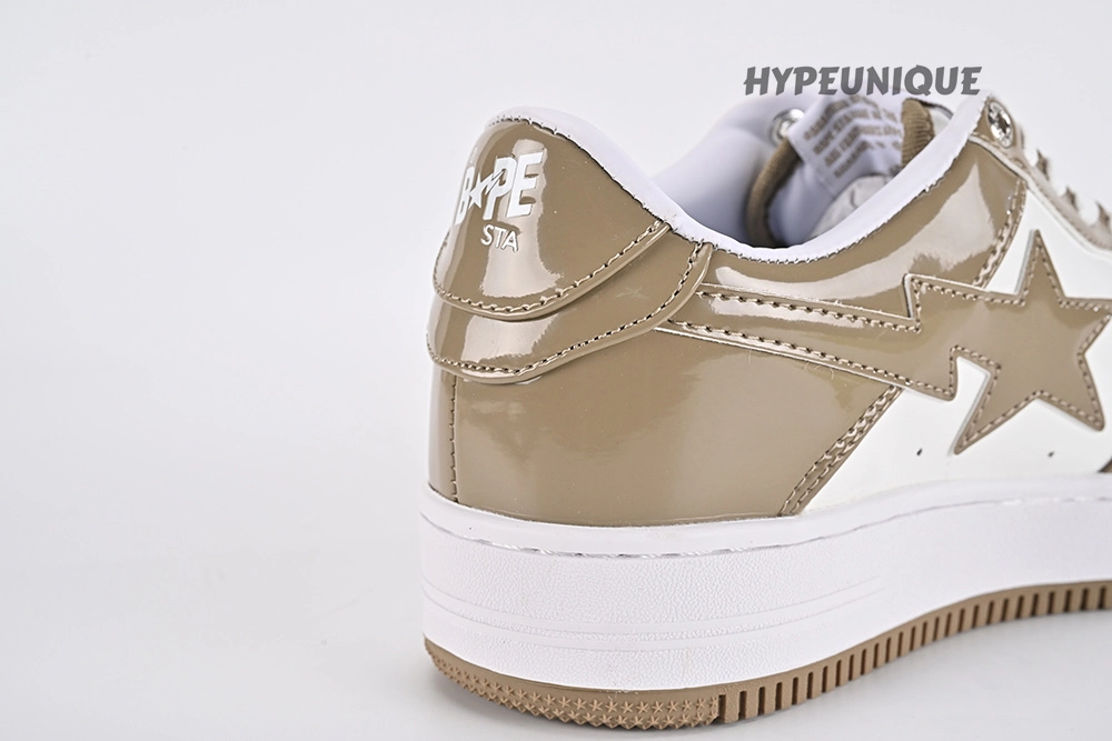 bape sta patent leather white khaki (2023) replica