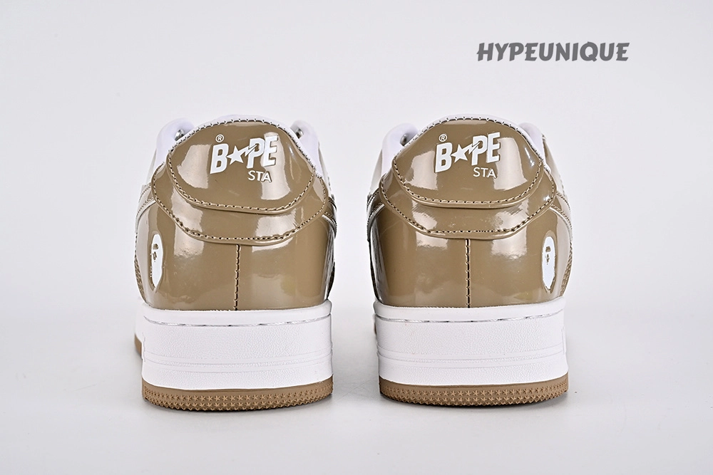 bape sta patent leather white khaki (2023) replica