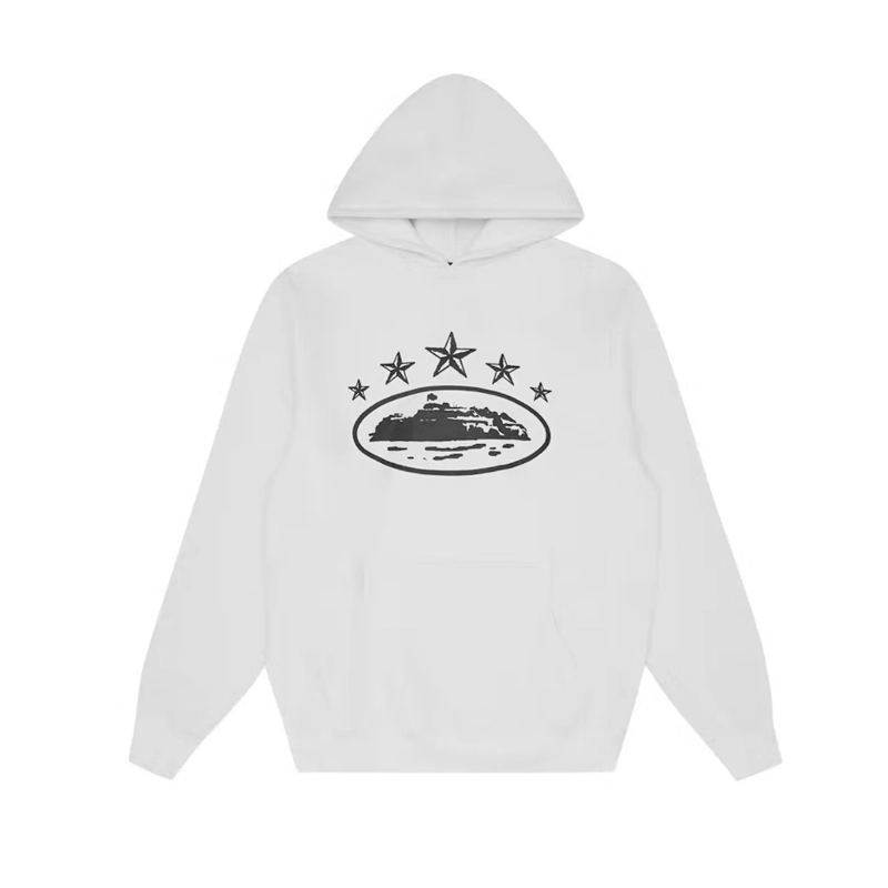 corteiz 5 starz alcatraz hoodie white