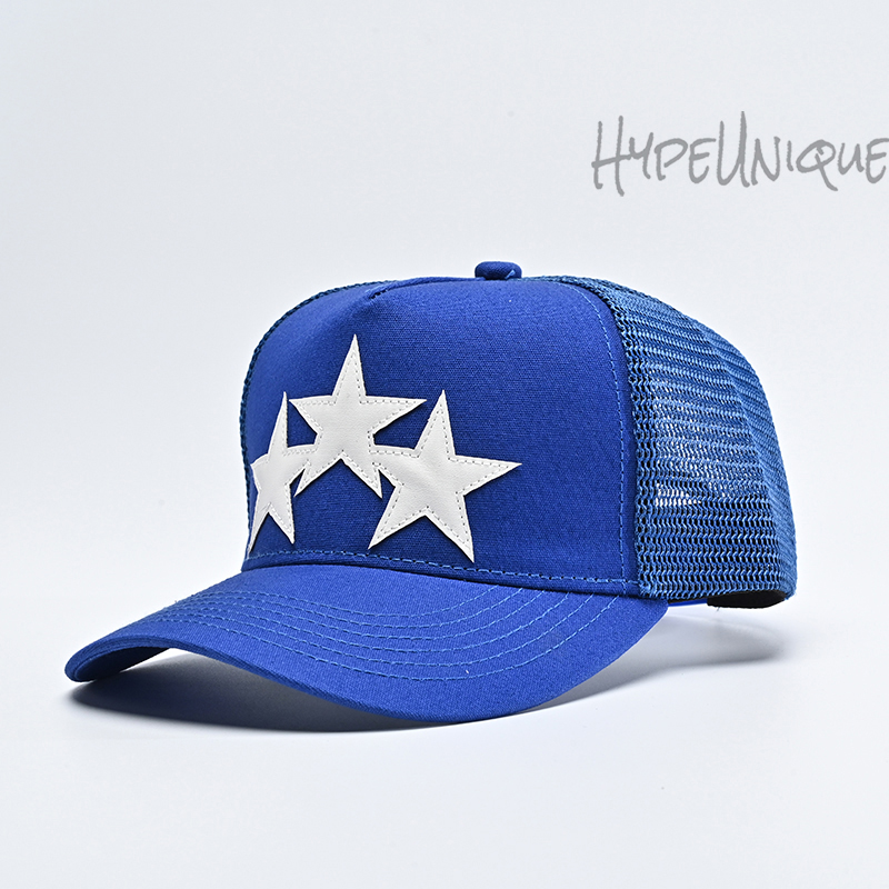 amiri three star trucker snapback cap blue/white