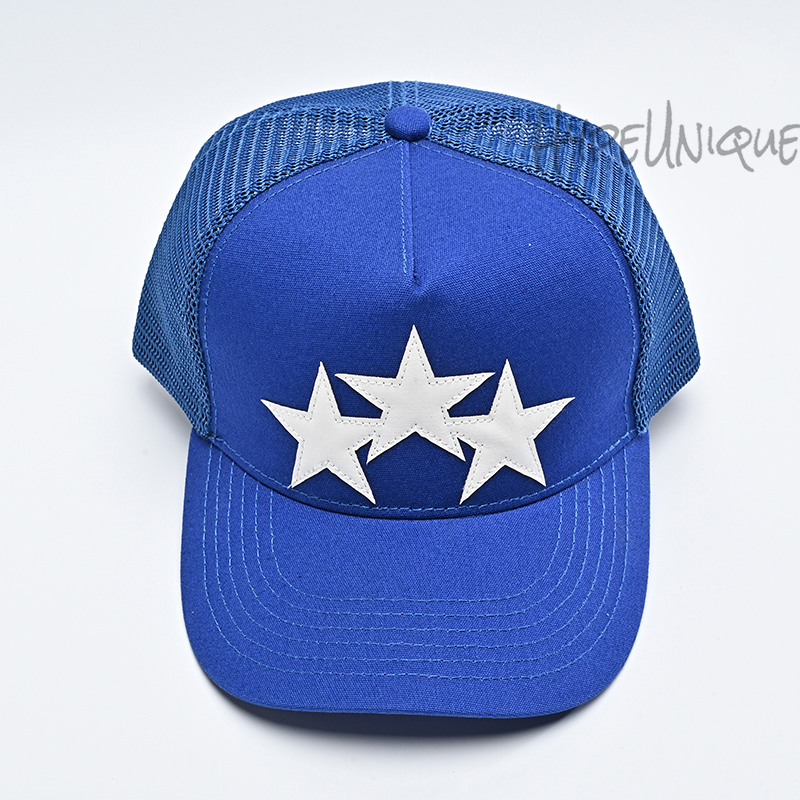 amiri three star trucker snapback cap blue/white