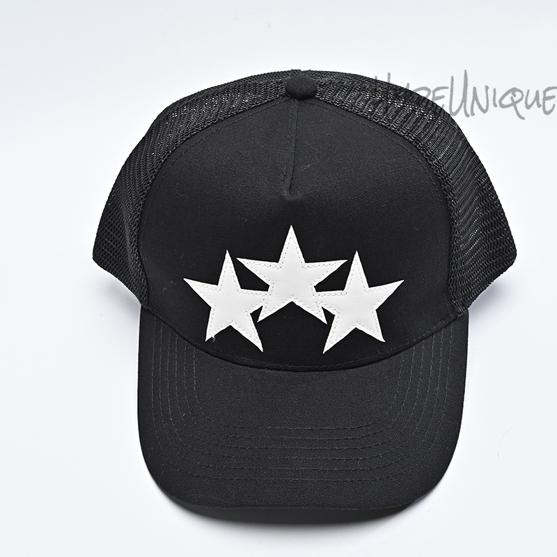 amiri three star trucker snapback cap black/white