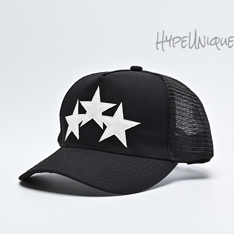 amiri three star trucker snapback cap black/white