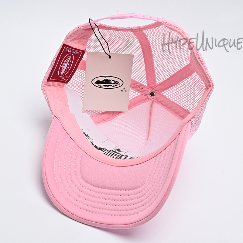 corteiz alcatraz trucker hat pink