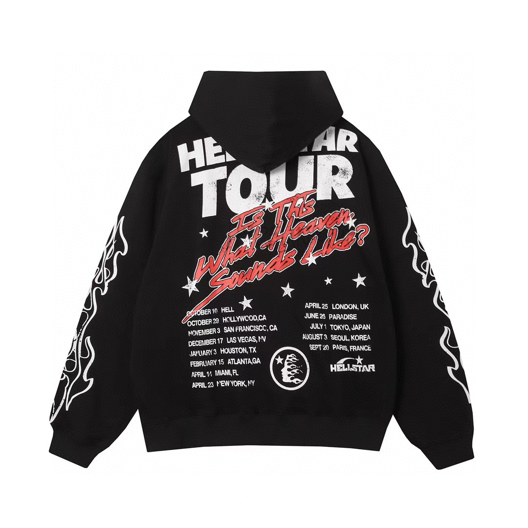 hellstar records tour hoodie black