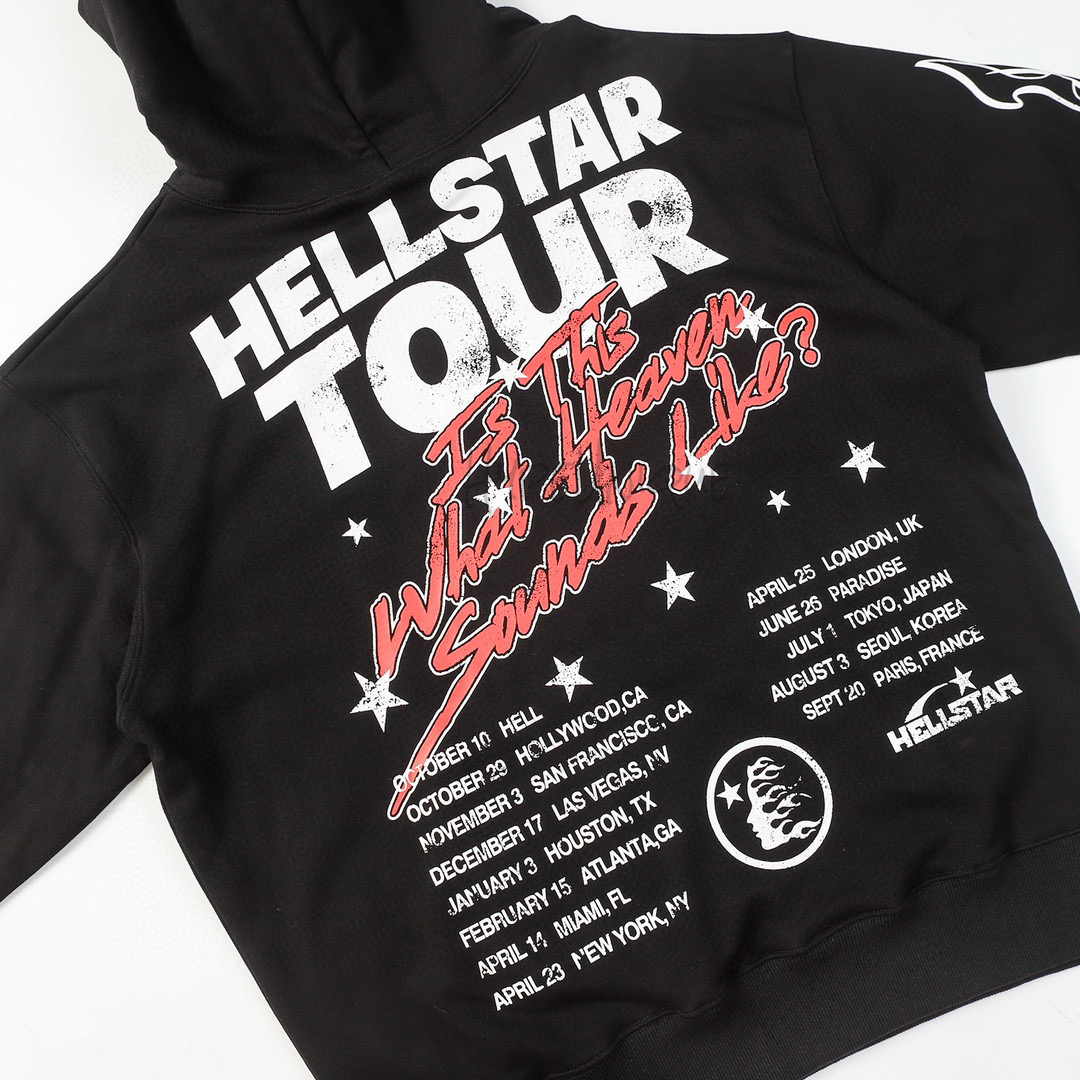 hellstar records tour hoodie black