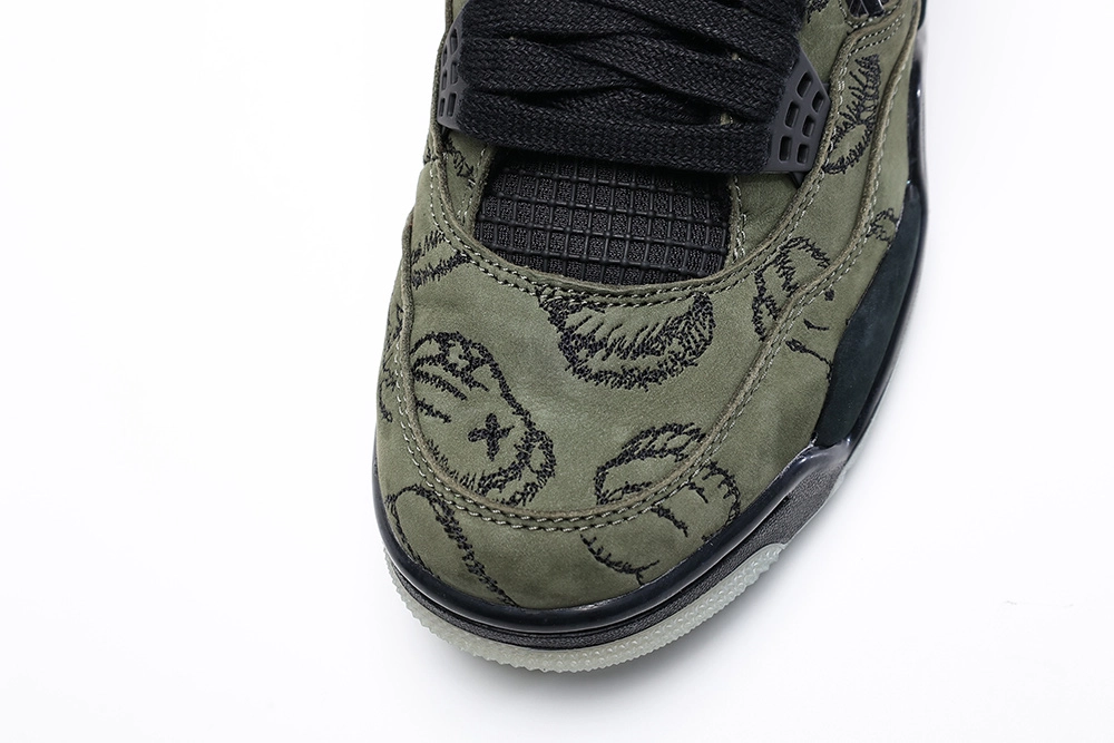 kaws x air jordan 4 retro olive black reps (custom version)