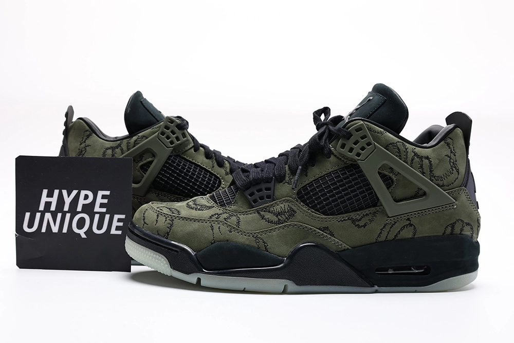 kaws x air jordan 4 retro olive black reps (custom version)