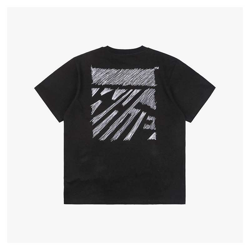 off white irregular lines flying thread embroidery t-shirt reps