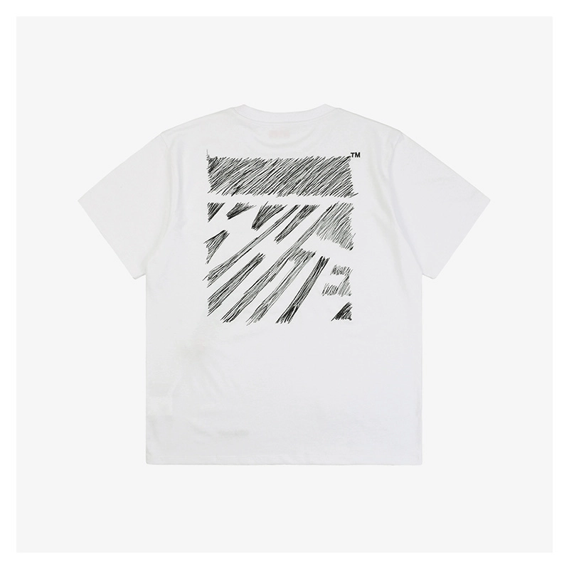 off white irregular lines flying thread embroidery t-shirt reps