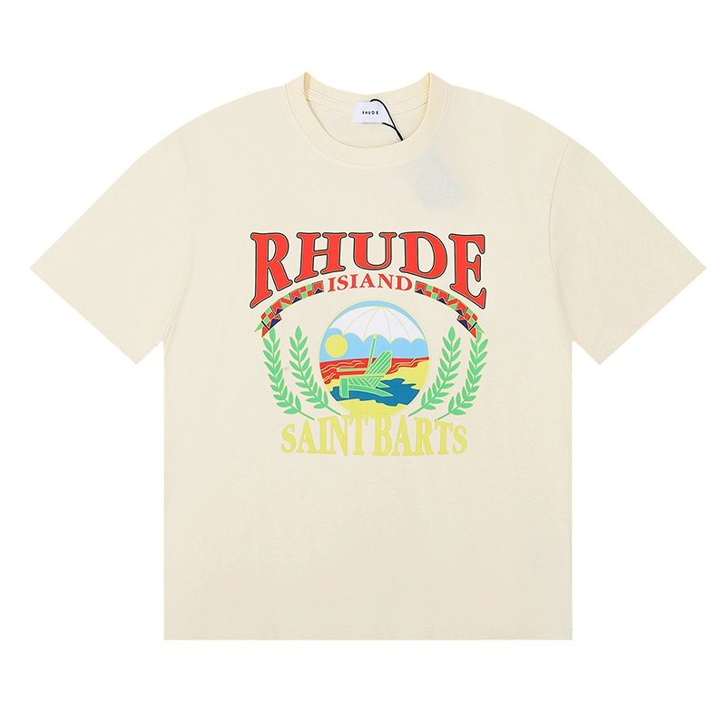 rhude beach chair print t-shirt reps