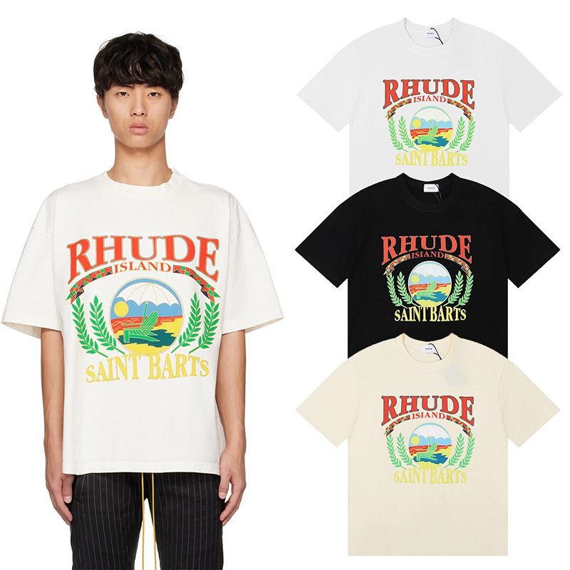 rhude beach chair print t-shirt reps