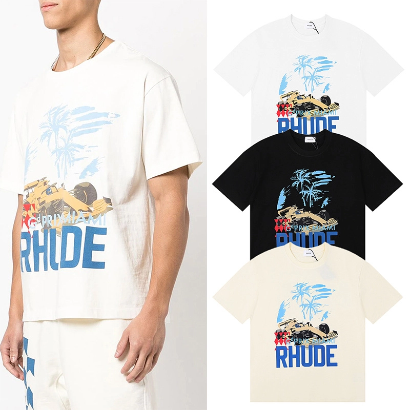 rhude miami grand prix print t-shirt reps