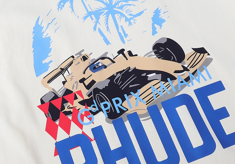 rhude miami grand prix print t-shirt reps