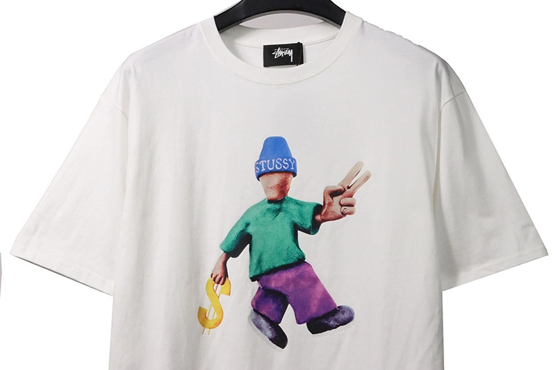 stussy doll slogan print t-shirt